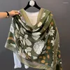 Scarves Retro Flower Printed Warm Cotton Neck Scarf For Women Shawls And Wraps 90 180cm Large Headband Hijab Female Beach Towel Vacation