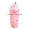 Mugs Ice Cream Lids Plastic Water Cups With St Kids Couple Milk Juice Drinks Bottles Doublelayer Mug Drop Delivery Home Garden Kitch Dhgit