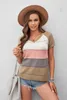 Multicolor Stripe Print Sticked V Neck Top 2023 Hot New B1F1#