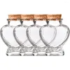 Bouteilles de stockage 4 pièces couvercle de récipient transparent Mini bouteille en verre faveur bouchons en liège flacons minuscules petite Potion en bois