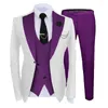 Herenpakken slanke fit formele mannen voor bruiloft met brede riel 3 stuks bruidegom tuxedo mannelijk mode jasje vest broek 2023