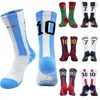 Sports Socks Blue White Number 10# 7# Kids Soccer Socks Men's Football Sports Socks Outdoor Running Fast-Torking Breattable Nylon Non-Slip 230518