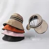 Breda brimhattar Bucket Fashion Summer Sunhat For Women Outdoor Anti UV Vinyl Cap Beach Big Sunscreen Bonnet Empty Top Sun Protection Fisherman Hat 230517