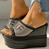 Sandaler nyaste drop ship crystals kilar höga klackar fritid sommar sandal kvinna skor kvinnor plattform tofflor j230518