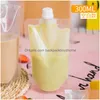 Contenitori da asporto monouso Sacchetto per bevande Succo di lettere Stampato Tè al latte alla frutta con ugello 300 ml / 400 ml / 500 ml Borse Drop Delivery Ho Dhtcz