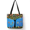 Evening Bags Flower Tree Print Linen Tote Bag Women Fashion Casual Handbags Reusable Shopping Double Side Printed