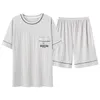 Męska odzież sutowa Duża rozmiar L-5xl Mężczyźni piżamy Sets Sets Summer Knitt Bawełna Pajama z krótkim rękawem dla mężczyzn garniturka do snu odzież domowa 230518