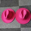 Geniş Memul Şapkalar Unisex dış pembe iç kırmızı patchwork yünü keçe caz fedora kadın erkekler düz panama şapkası beyaz tan trilby vintage şapka xl