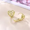 Hoop Earrings 18k Gold Plated Simple Color Love Letters Heart For Women Girls Vintage Ear Accesories Jewelry Gifts