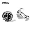 Mode Vegvisir Viking Compass Cufflinks Noorse Viking Symbool Glass Cabochon Cuff Links voor Men Shirt Cuff Buttons Men