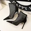 Сандальцы бренд мода Женские ботинки лодыжки сексуальное кружево увидимся на высоких каблуках Lady Boots Hourtable Spring осень женские ботинки, женская J230518