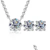 Collane con ciondolo Anujewel 2Ct Collana 1Ct Orecchini 925 Sterling Sier Jewelry Set da sposa all'ingrosso per le donne 221109 Drop Delivery Pe Dh8Ur