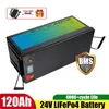 Batterie Rechargeable 24v 120Ah LiFePo4 intégrée 100A BMS Lithium fer Phosphate étanche pour bateau voiture RV solaire