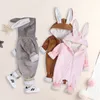 Miss Miu 0-2 Years Baby Boys Girls Easter Outfit Infant Kids Rabbit Bunny Hooded Romper Newborn 3D Ear Zipper Jumpsuit Winter Bodysuit Baby Romper