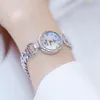 Armbanduhren 2023 Natürliche Perle Fritillaria Zifferblatt Runde Kleine Kette Koreanische Elegante Quarz Strass Uhr Für Frauen Relogio feminino