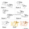 Cuff Links Custom Engraved Name Initials Buttons Mens Gifts Personalized Shirt Letter Cufflinks Cufflink Man Accessories Dro Dhcsb