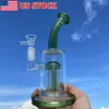 El vidrio verde de 10 pulgadas Bong el burbujeador del tubo que fuma del agua de la cachimba con el cuenco masculino de 14m m