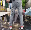 2023 printemps/été Europe Station jean hommes industrie lourde chaude diamant impression marque de mode décontracté Slim Fit petit pied pantalon