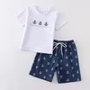 Family Matching Outfits Girlymax 4th Of July Independence Day USA Summer Baby Girls Boys Sibling Boutique Clothes Navy Anchor Smocked Dress Shorts set 230518