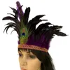 Pannband Feather Crown Peacock Costume Indian Headband Fascinator Dekorativ huvudbonad för dansshow Carnival Halloween 230518