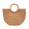 Rzeczy worki swobodne półksiężyc rattan torebki wiklinowe tkane duża pojemność Tote Summer Beach Straw Bag