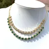 Choker 5st Gold Plated Bling Crystal Tennis Necklace Green Clear Cubic Zirconia CZ Star Chain 2023 Summer Romantic Jewelry