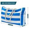 DHL50pcs Sacs à provisions Femmes Toile Stripes Grande Capacité Cross Travel Beach Bag Mix Color