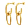 Boucles d'oreilles pendantes Amaiyllis 18K or clair luxe emboîtement épissage boucle d'oreille déclaration géométrique ovale chaîne goutte bijoux