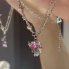 Colares pendentes Y2K Colar de cristal roxo Mulheres leves de luxo de luxo punk grunge clavicle cadeia jóias de jóias de festa presentes