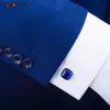 カフリンクSavoyshi Blue Opal Stone Cufflinks for Mens Shirt Cuffs高品質のスクエアカフリンク結婚式の新郎ギフト無料DIYジュエリー230518