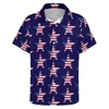 Men's Casual Shirts USA American Flag Vacation Shirt Men Star Print Patriotic Summer Short-Sleeved Graphic Y2K Oversized Blouses Gift