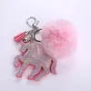 Keychains POM Keychain Bulk Soft Faux Fur Ball Car Keyring Pompom Key Chains Holder Women Bag hangerse sieraden geschenken