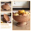 Pratos Bandejas decorativas Rattan Cesta de frutas Cestas de armazenamento de pão Tigela com pés de tecido Chave de entrada