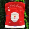 Juldekorationer mode Santa Clause Snowman Red Hat Chair Back Cover Dinner Table Party Decor för