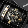 Principal para Wristwatches Business Men's Watch Gift Three Piece Set Calendar Quartz Watch RELOJ DE HOMBRE 230518