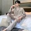 Men's Sleepwear Men's Satin Fashion Pajamas Ice-Silk Thin Summer Imitation Silk Home Clothing Pyjamas Set Female Home Wear Sleepwear-set 230518