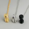 Intérêt de la mode Barbell Collier Femme Style Sud-Américain Or Argent Plaqué Pendentif Hommes Colliers Accessoires Bijoux pour Ami Cadeau 3 Couleurs