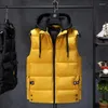 Men's Vests 2023 Winter Light Color Vest Men Casual Waterproof Stand Collar Warm Sleeveless Coat Solid Plus Size 3XL