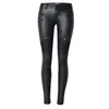 Capris PU Leather Pants Girls Pants Women 2022 Zippers Low Waist Elastic Skinny Pencil Pants Punk Rock Slim black Trousers Streetwear