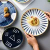 Teller Nordic Handbemalte Keramik Scheibenteller Haushalt Frühstück Dessert Steak Diner Set Porzellan