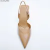 Sandaler Summer New Women's High Heels Shoes 2023 WSL TRAF ZA NUDE Color Pointed Fashion Miss Sandals Stiletto Black Pump Female J230518