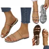Pantofole Novità in estate da donna Combinazione di cinturini in tinta unita Pantofole piatte semplici Sandali di perle per donna Sandali in pelle da donna Taglia