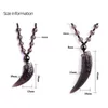 Chokers Natural Stone Black And Ice Obsidian Pendant Necklace Wolf Tooth Amulets And Talismans Couple Necklace For Women And Men 230518