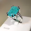 Wedding Rings est ice flower gemstone ring 925 silver fashion paraiba cubic zirconia party engagement jewelry gift 230517