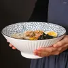 Ciotole Ciotola per ramen da 8 pollici in ceramica per uso domestico Ciotola per zuppa grande Cappello durevole Noodle di riso Stoviglie Piatti tradizionali in stile giapponese