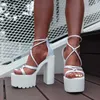 Сандалии Новые INS Hot Ladies Lummer Gladiator Sandals Lul High Heels Platform Женская вечеринка сандалии ol Sexy Shoes woman j230518