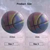 Bollar som säljer PU Basketball Reflective Ball Glow Size 7 5 Utomhus inomhus glödande lysande basketbol gåva 230518