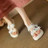 Sandals Bow Summer Trend moda feminino Flats Sapatos de plataforma 2023 Slides de dedo do pé aberto Casual Slippers Dress Ladies