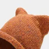 BeanieSkull Caps Fashion Cute Knitting Beanie Hat Autumn Winter Knitted Wool Caps Girl Cat Ear Pointed Pullover Women Bonnet Hats 230518