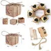 Presentförpackning 50st Candy Boxes Heart Rustic Kraft Bonbonniere Favor Party Birthday Baby Shower Dekoration Laser Cute Box Drop D DHNHP